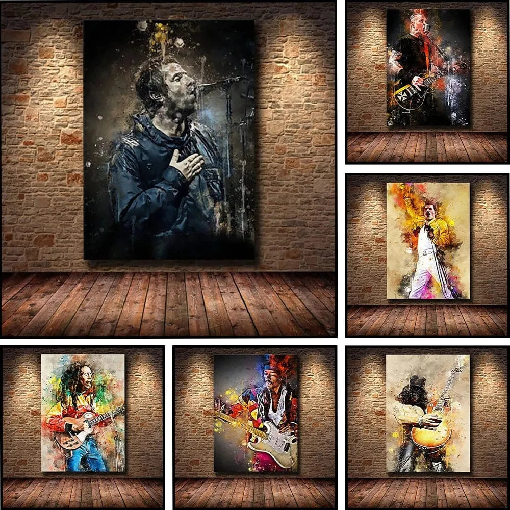 Music Legends Graffiti Watercolour Canvas Prints Famous Hip Hop Rock Pop Rap Wall Art