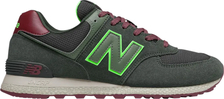 New Balance 574 'Dark Olive Energy Lime' sneakers, green