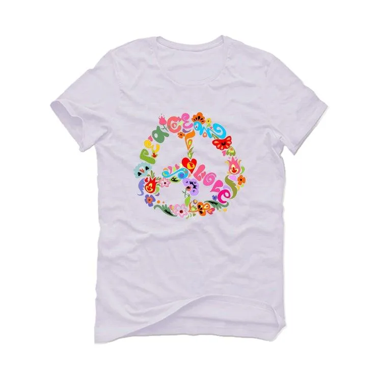 Nike Air More Uptempo "Peace, Love" White T-Shirt (Peace love flower art)