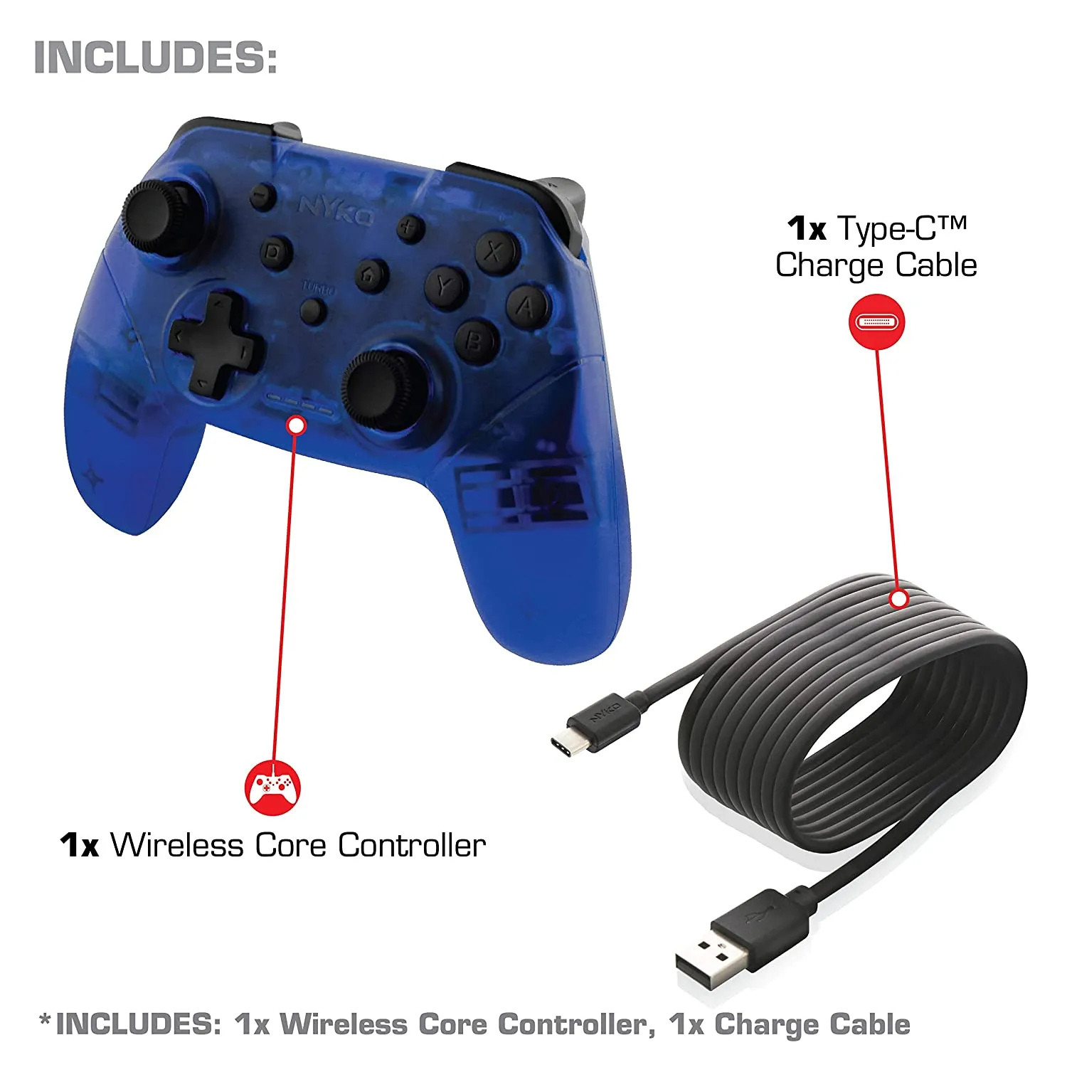 Nyko NSW Wireless Core Controller Translucent Blue (87263)