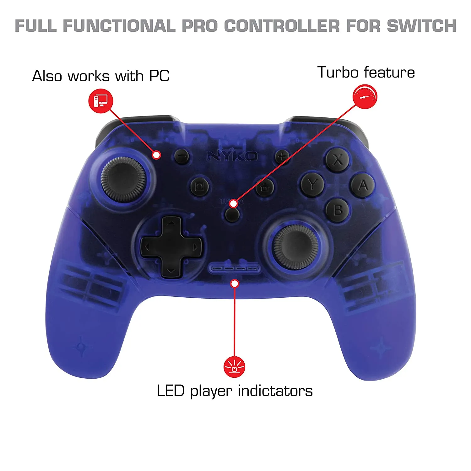 Nyko NSW Wireless Core Controller Translucent Blue (87263)