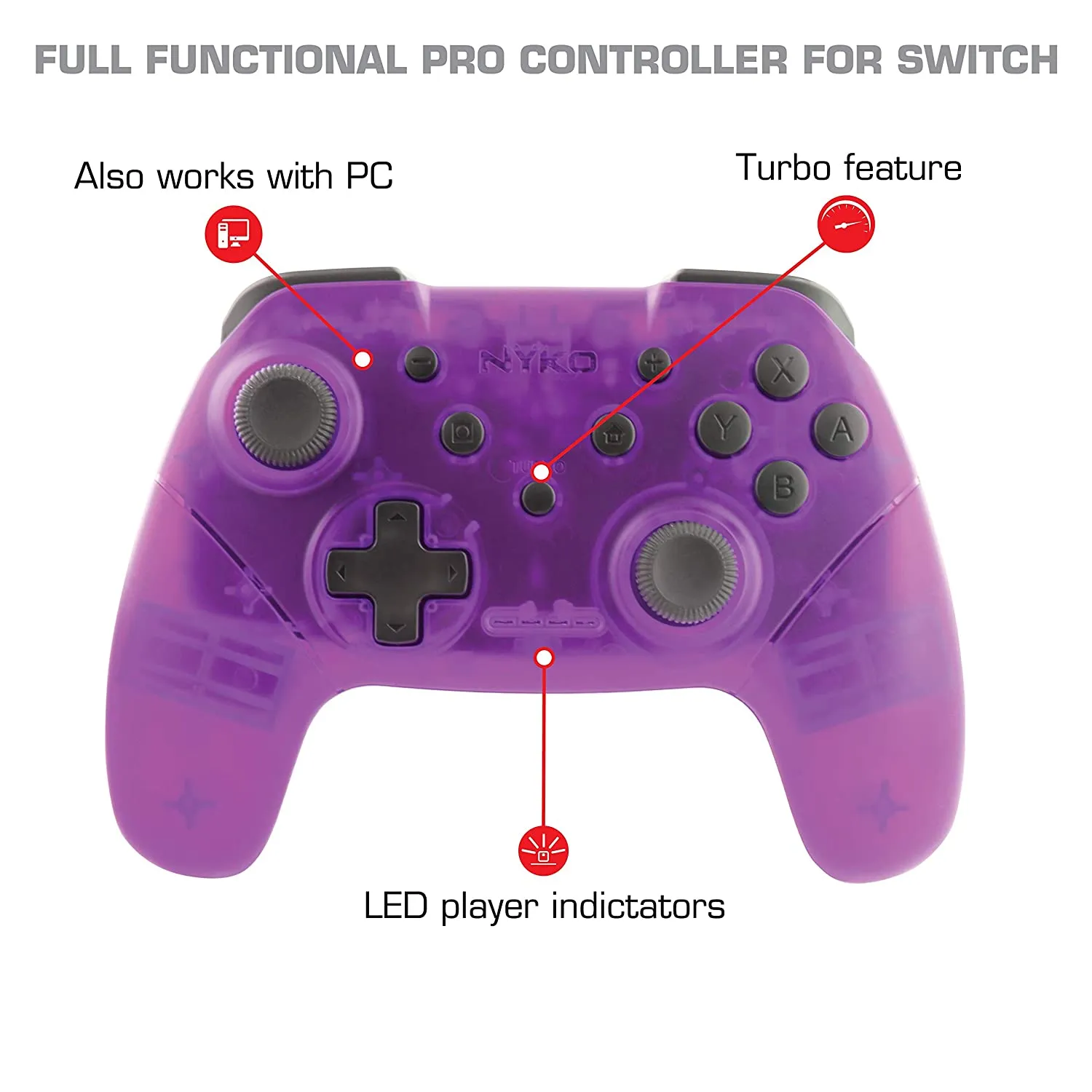 Nyko NSW Wireless Core Controller Translucent Purple (87262)