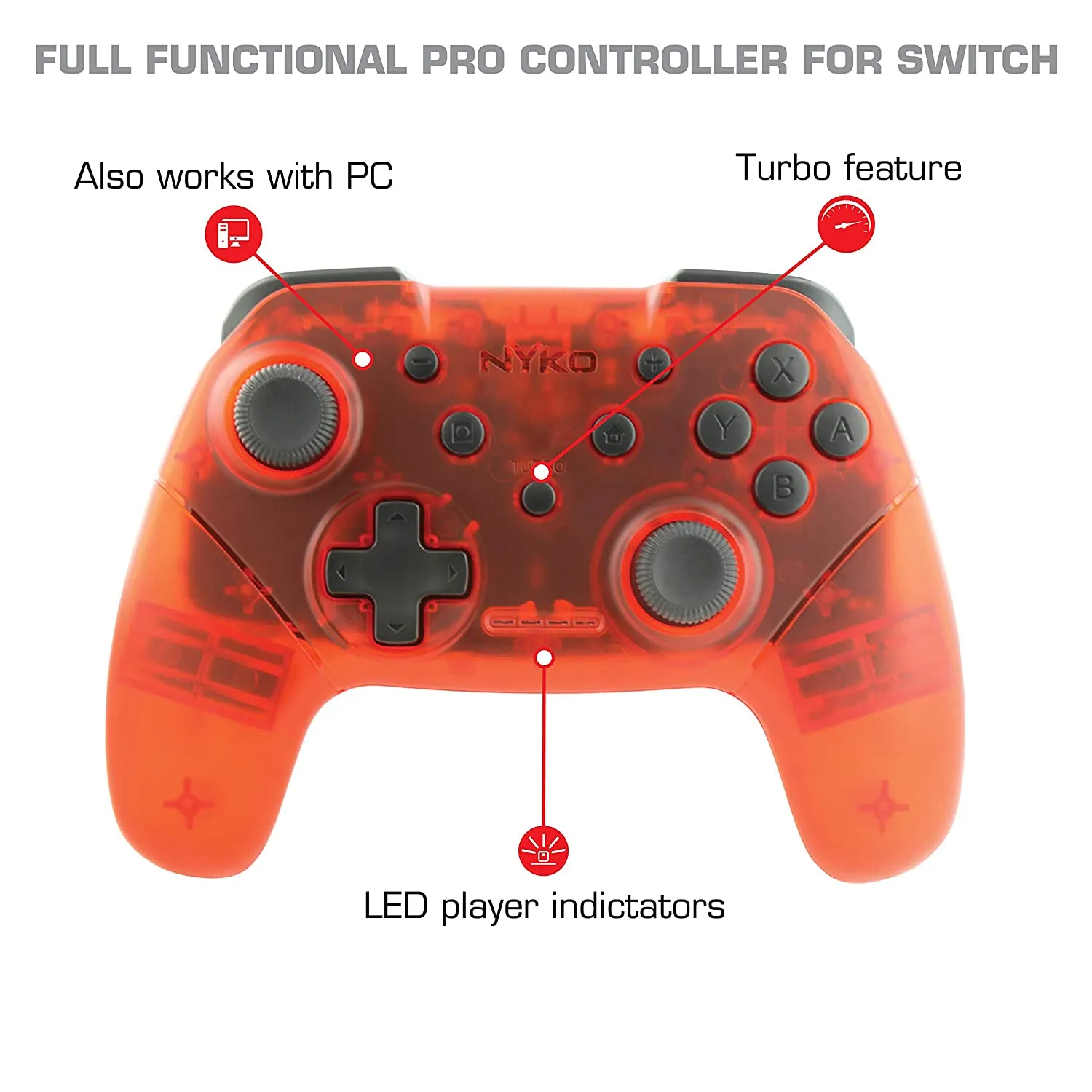 Nyko NSW Wireless Core Controller Translucent Red (87261)