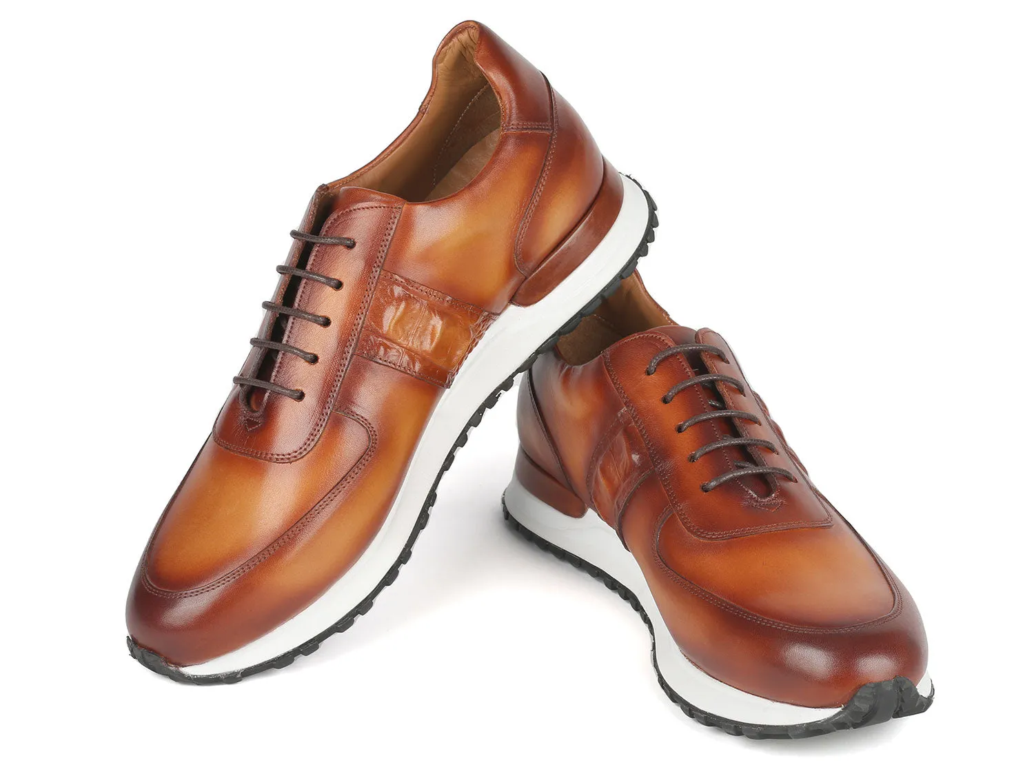 Paul Parkman Men's Brown Hand-Painted Sneakers