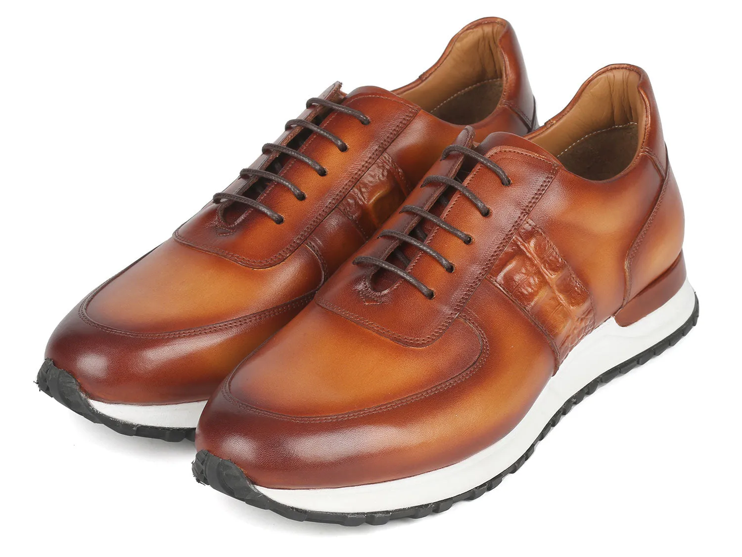 Paul Parkman Men's Brown Hand-Painted Sneakers