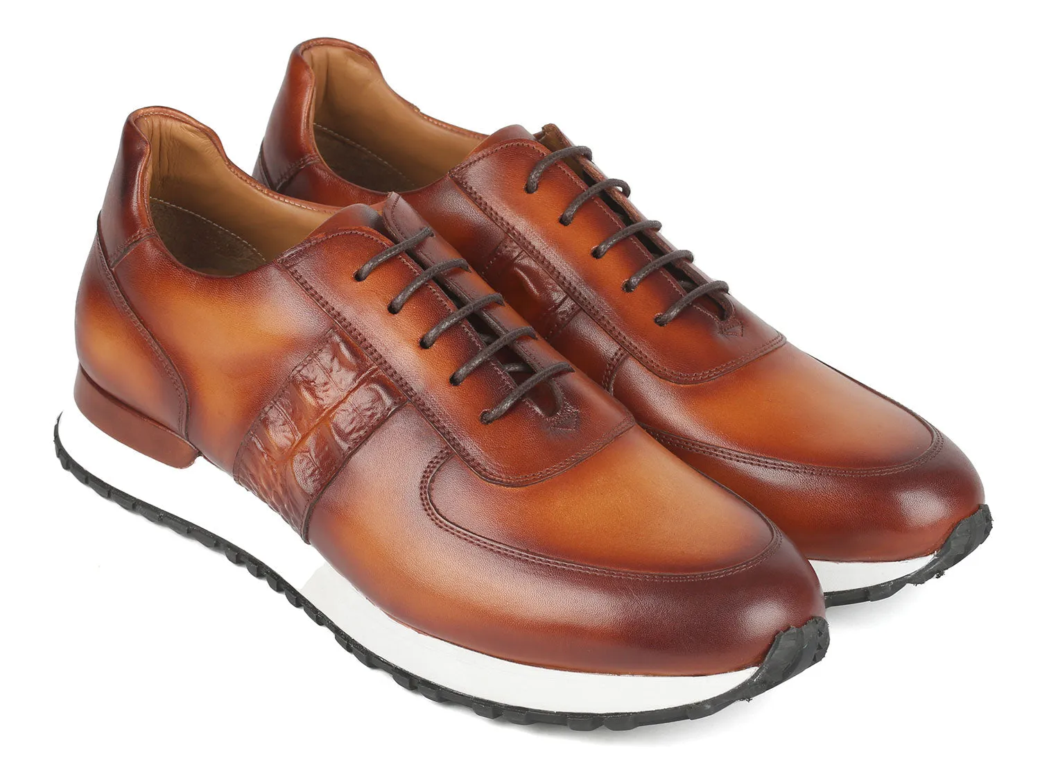 Paul Parkman Men's Brown Hand-Painted Sneakers