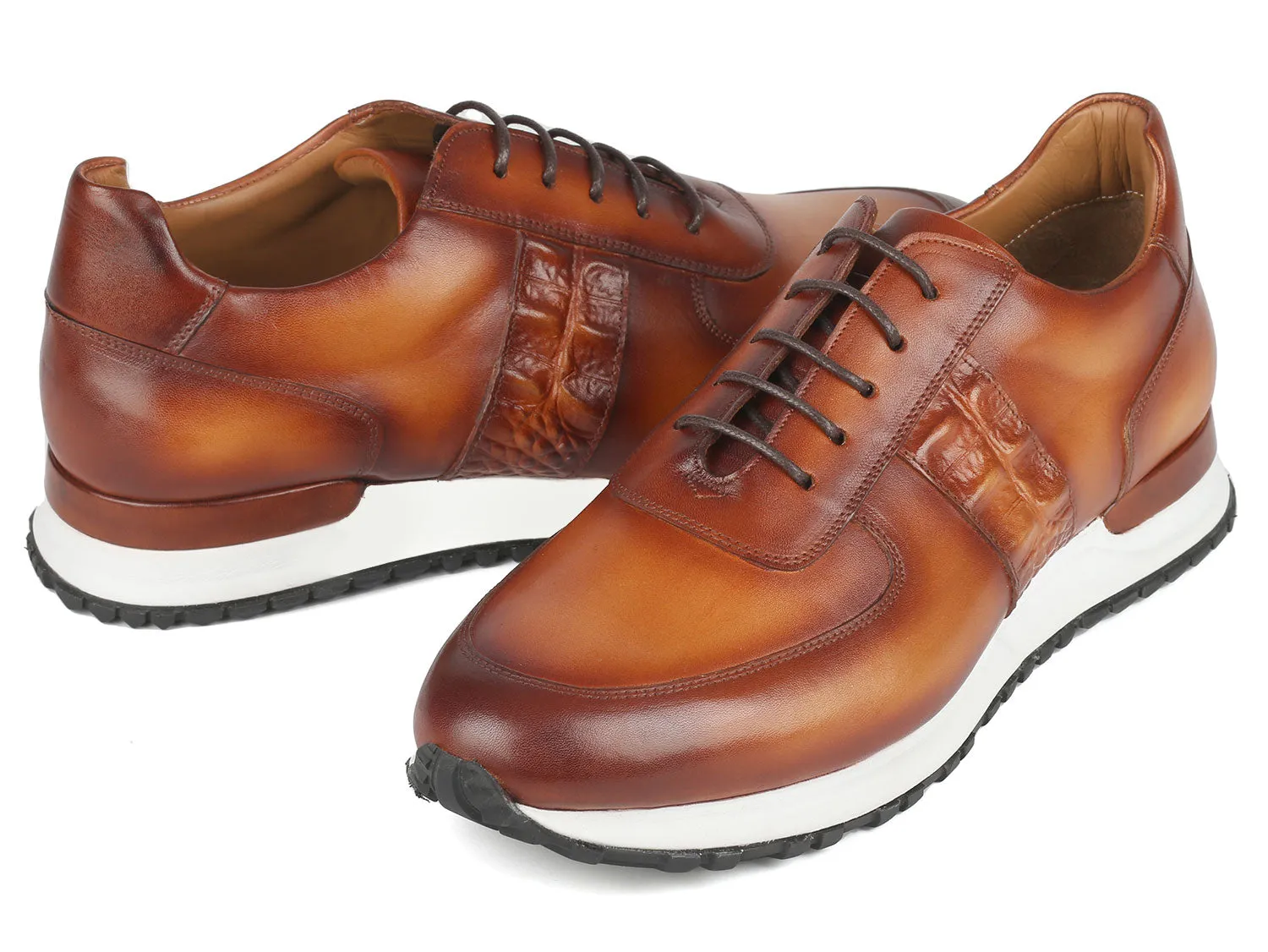 Paul Parkman Men's Brown Hand-Painted Sneakers