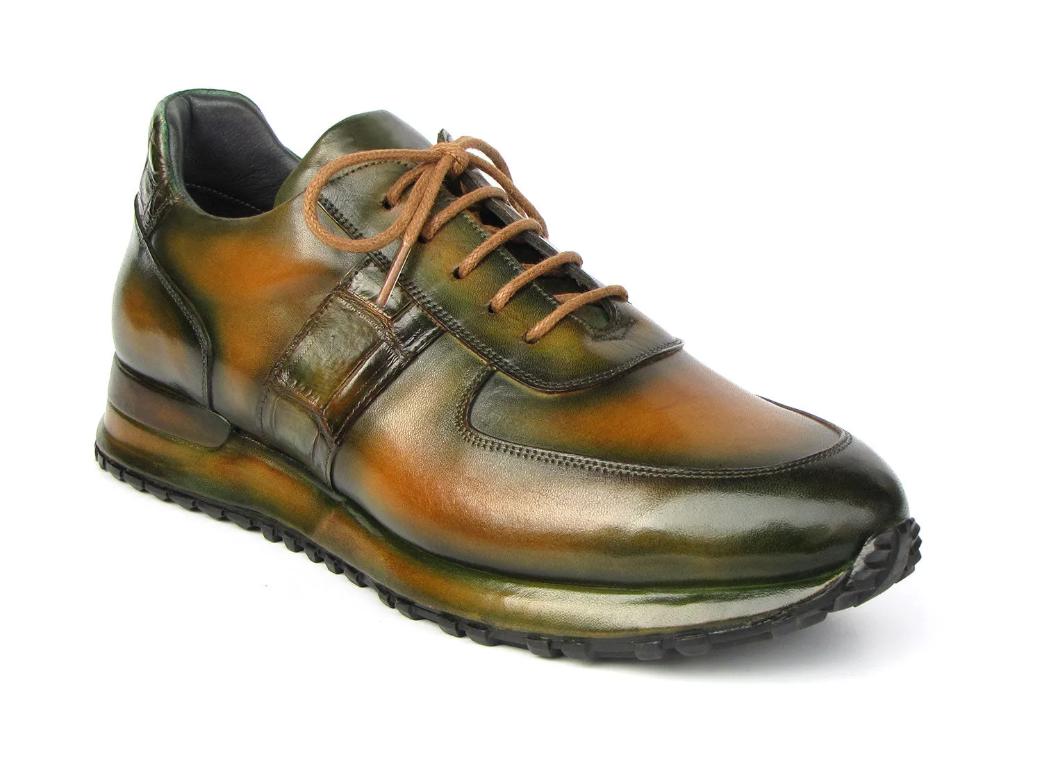 Paul Parkman Men's Olive Green Hand-Painted Sneakers