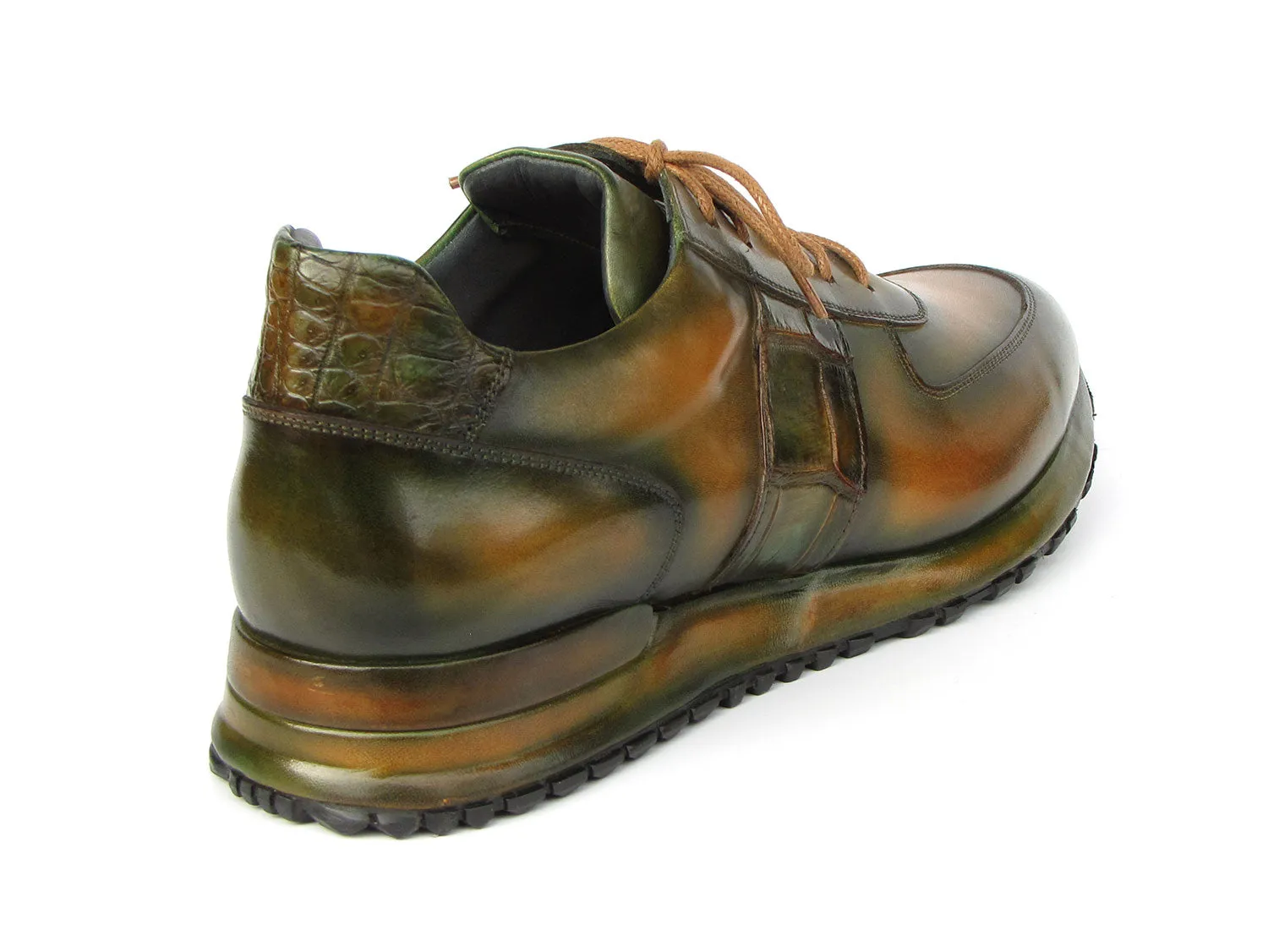 Paul Parkman Men's Olive Green Hand-Painted Sneakers