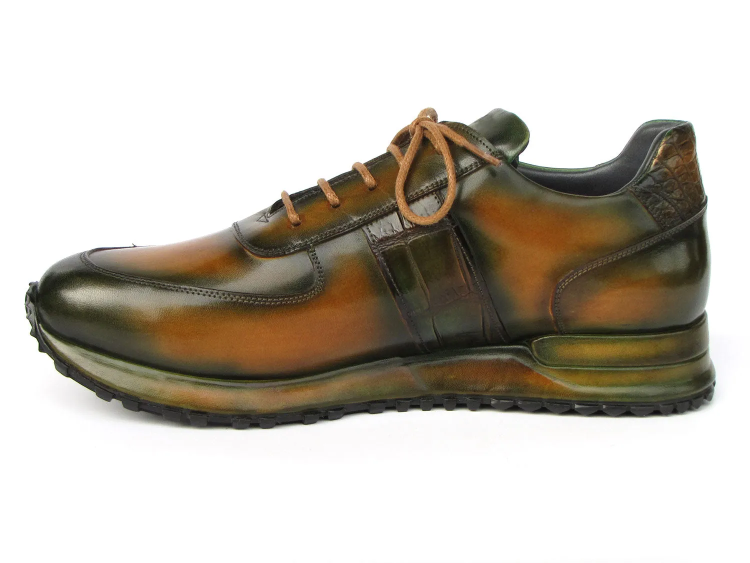 Paul Parkman Men's Olive Green Hand-Painted Sneakers