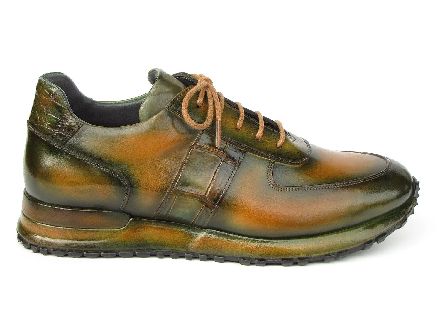 Paul Parkman Men's Olive Green Hand-Painted Sneakers