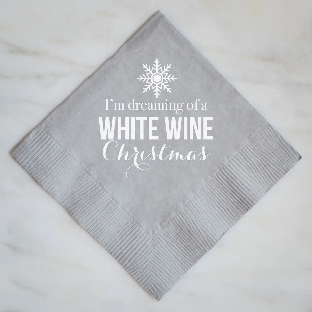 Personalized White Wine Christmas Napkins