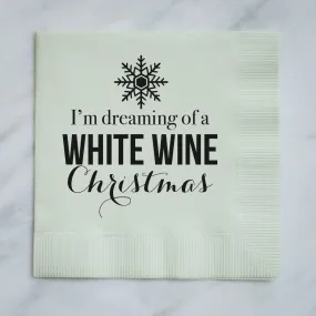 Personalized White Wine Christmas Napkins