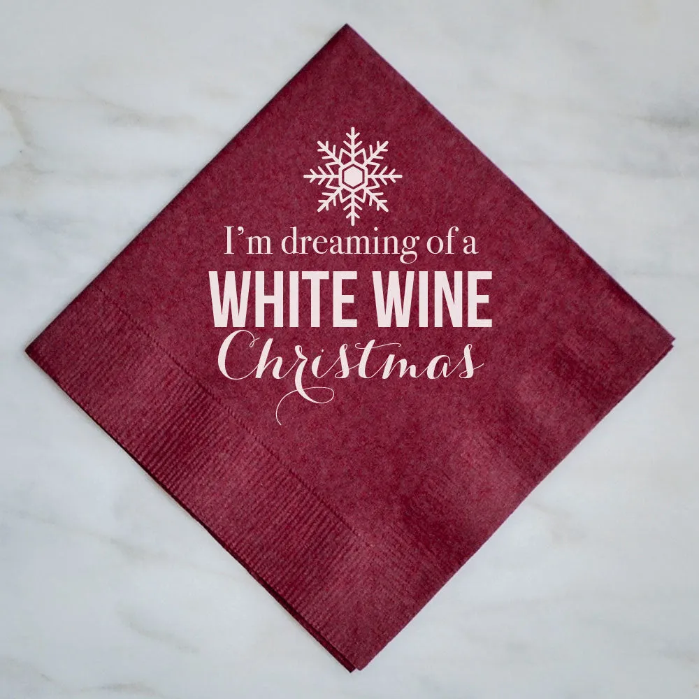 Personalized White Wine Christmas Napkins