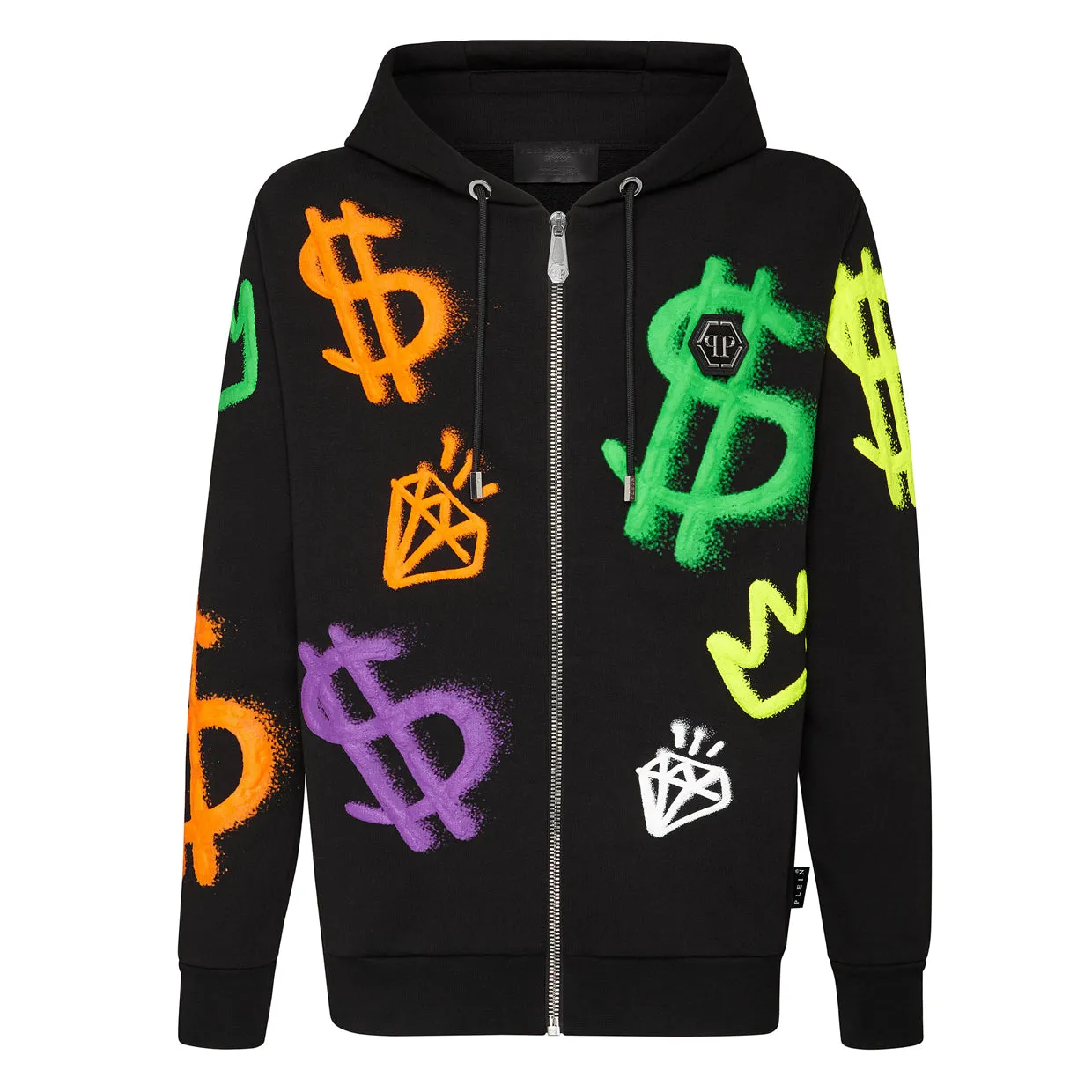 Philipp Plein Black Dollar Hooded Sweatjacket