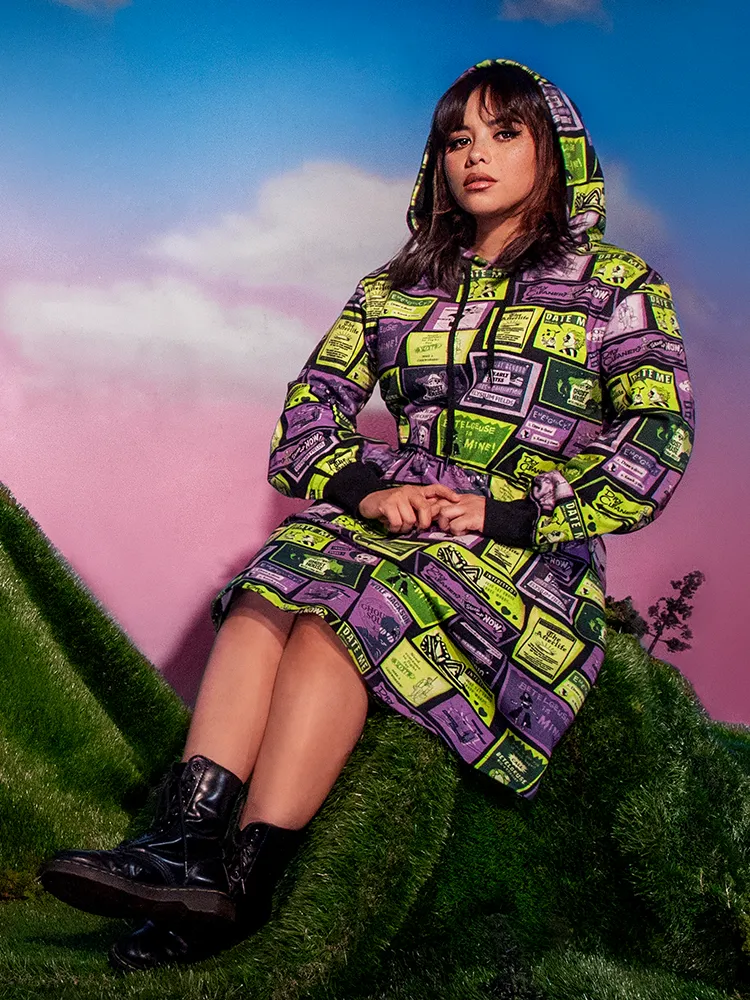 PRE-ORDER - Beetlejuice Beetlejuice™  Glow in the Dark Afterlife Advertisement Hoodie Dress