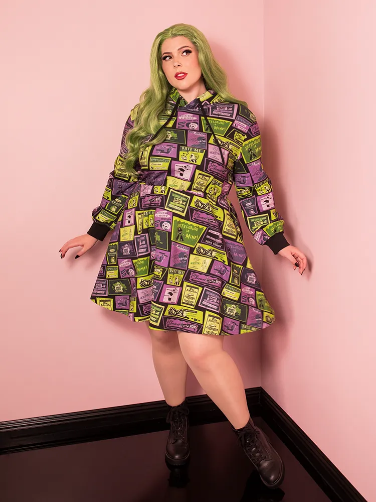 PRE-ORDER - Beetlejuice Beetlejuice™  Glow in the Dark Afterlife Advertisement Hoodie Dress