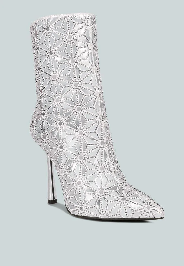 precious mirror embellished high ankle boots