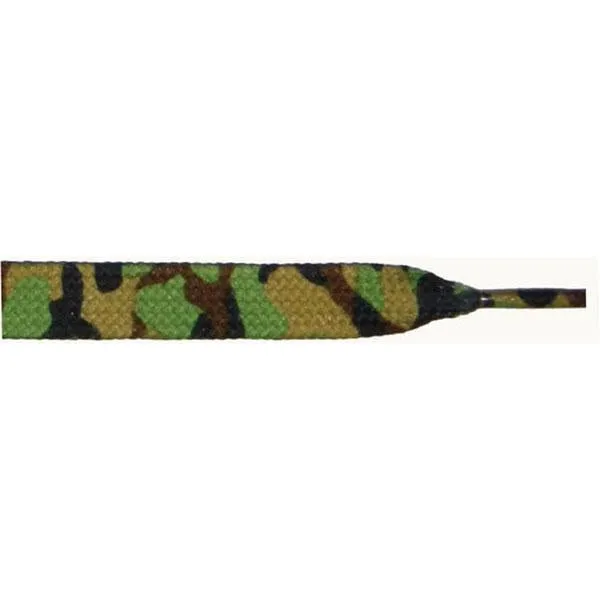 Printed 3/8" Flat Laces - Green Camouflage (12 Pair Pack) Shoelaces