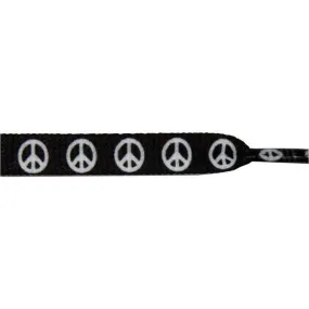 Printed Flat 3/8" - Peace Sign on Black (12 Pair Pack) Shoelaces