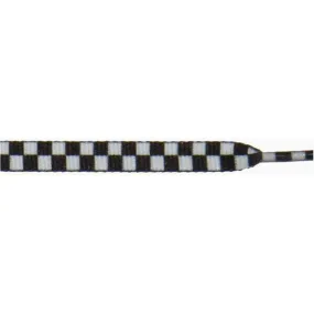 Printed Flat 3/8" - White/Black Checker Large (12 Pair Pack) Shoelaces