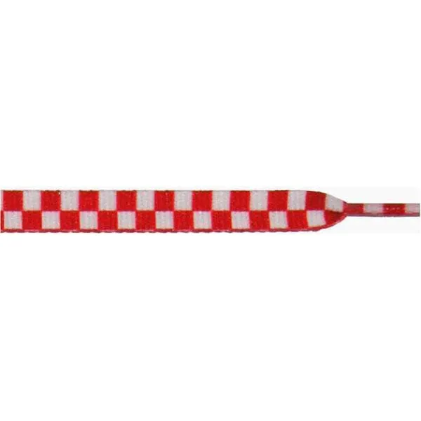 Printed Flat 3/8" - White/Red Checker Large (12 Pair Pack) Shoelaces