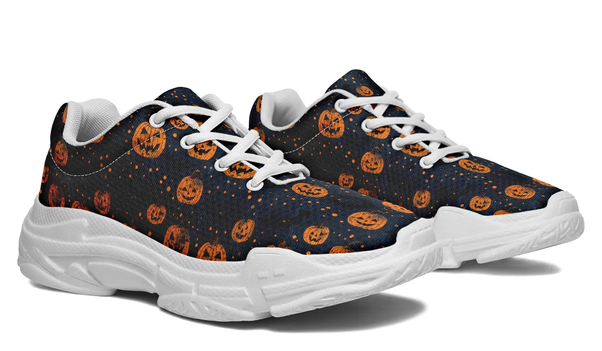 Pumpkin Party Chunky Sneakers - Light Breathable and Comfortable Sports Shoes with Platform Soles