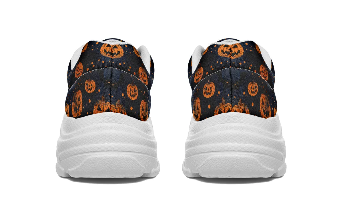 Pumpkin Party Chunky Sneakers - Light Breathable and Comfortable Sports Shoes with Platform Soles