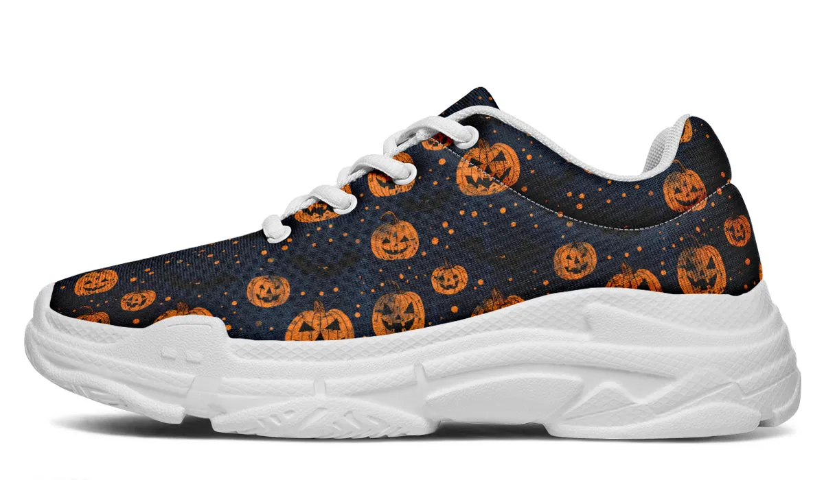 Pumpkin Party Chunky Sneakers - Light Breathable and Comfortable Sports Shoes with Platform Soles