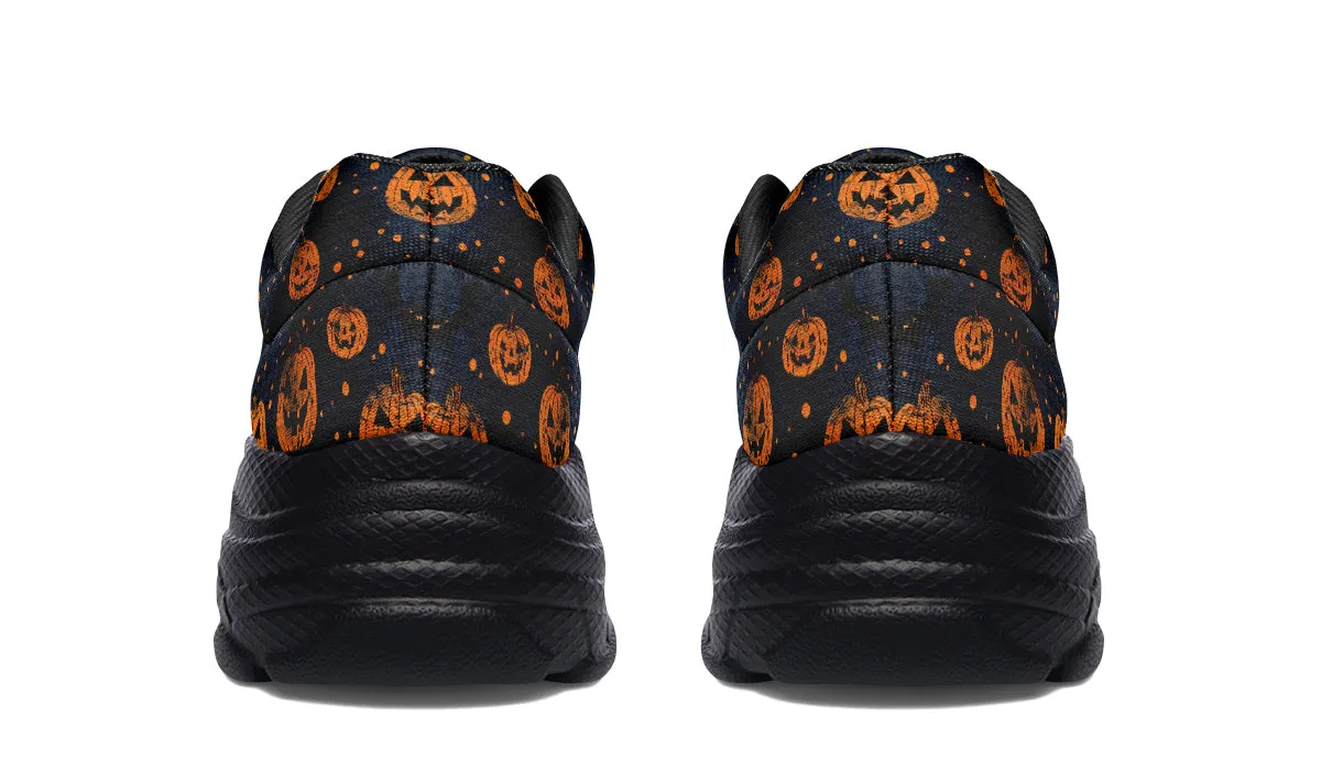 Pumpkin Party Chunky Sneakers - Light Breathable and Comfortable Sports Shoes with Platform Soles