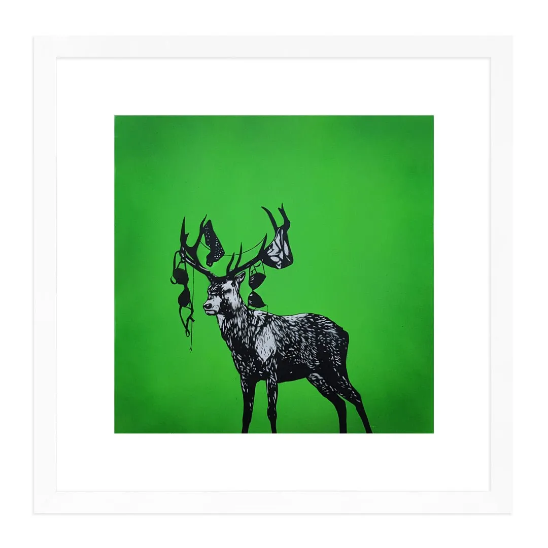 Runaway Stag HPM Stencil Print by MAD