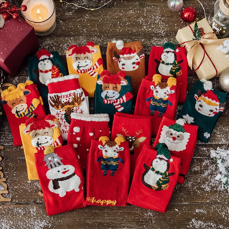 Santa Claus Socks Cotton Socks Christmas Boxed Set