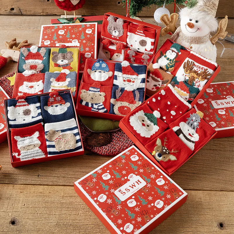 Santa Claus Socks Cotton Socks Christmas Boxed Set