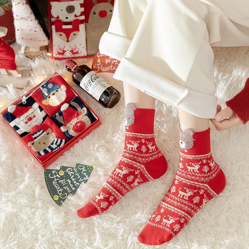 Santa Claus Socks Cotton Socks Christmas Boxed Set