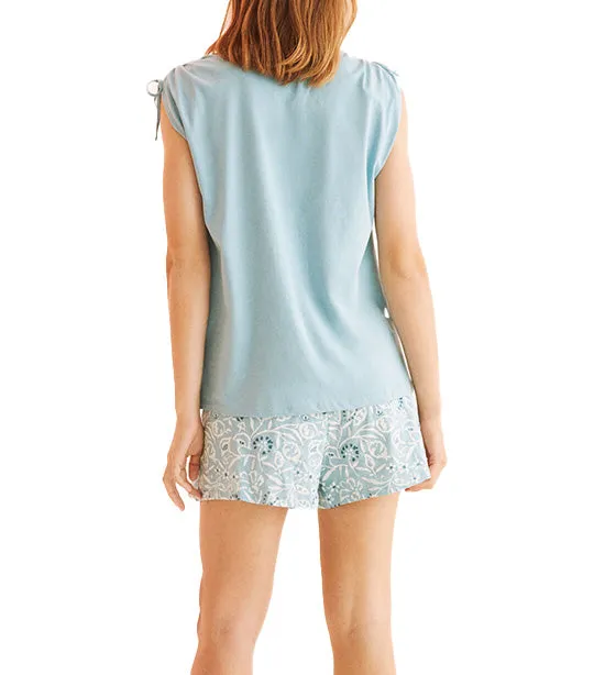 Short Cotton Pajamas Blue