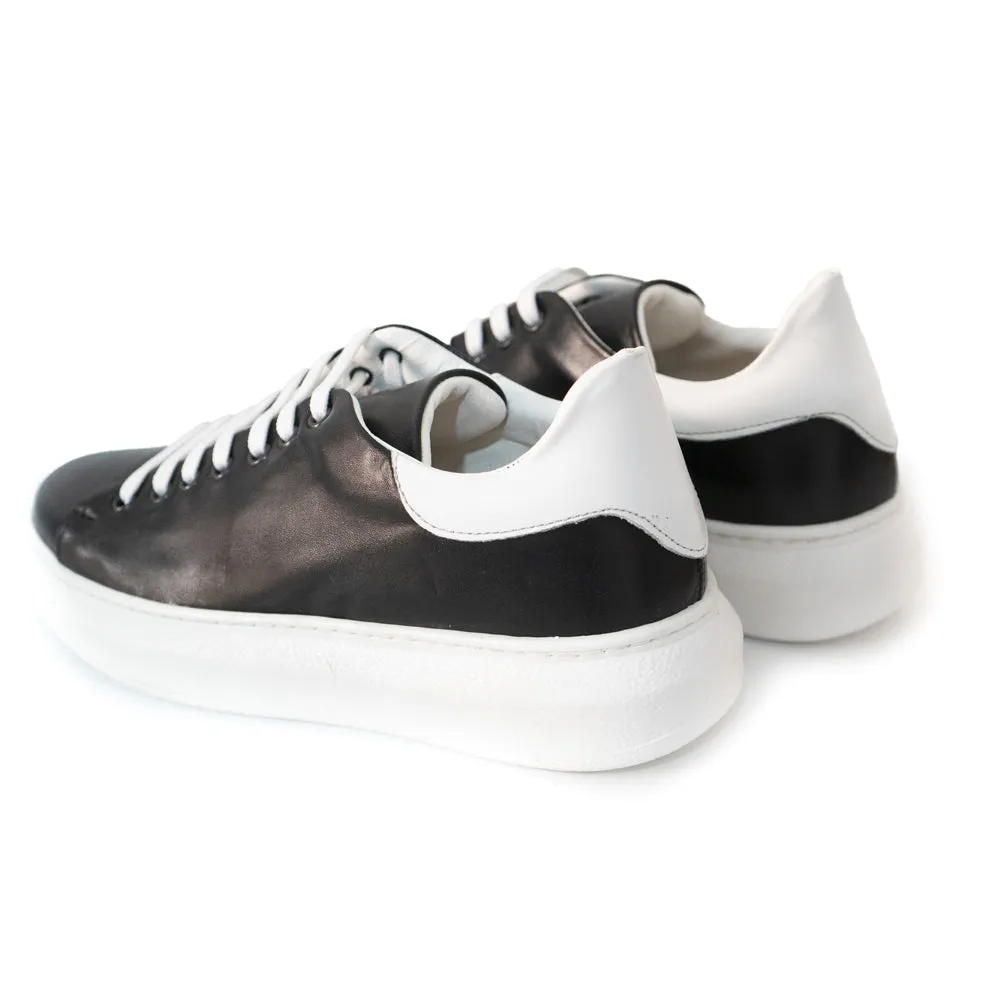 Sneakers Uomo Nera Punta Rotonda Retro Bianco Art. SC52