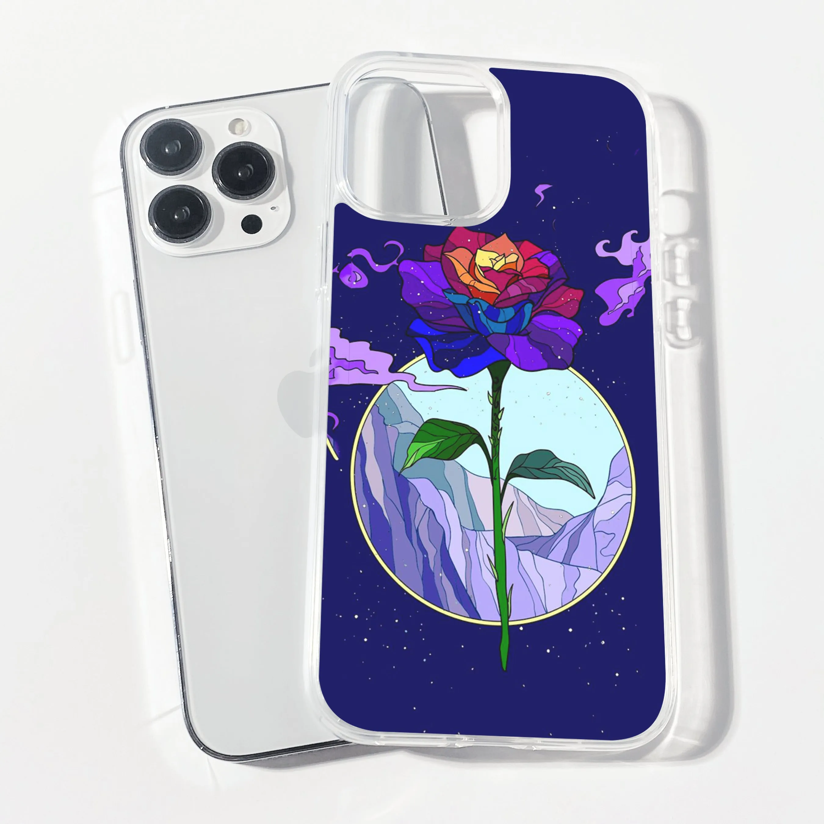 Starlit Rose Clear Silicone Phone Cover