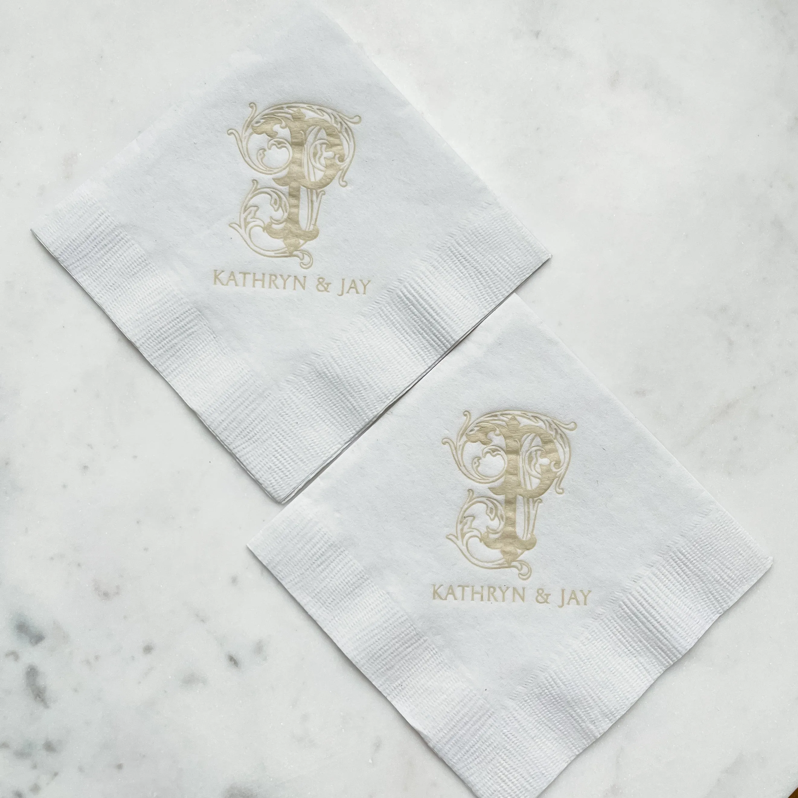 Subtle Monogrammed 3ply Wedding Napkins