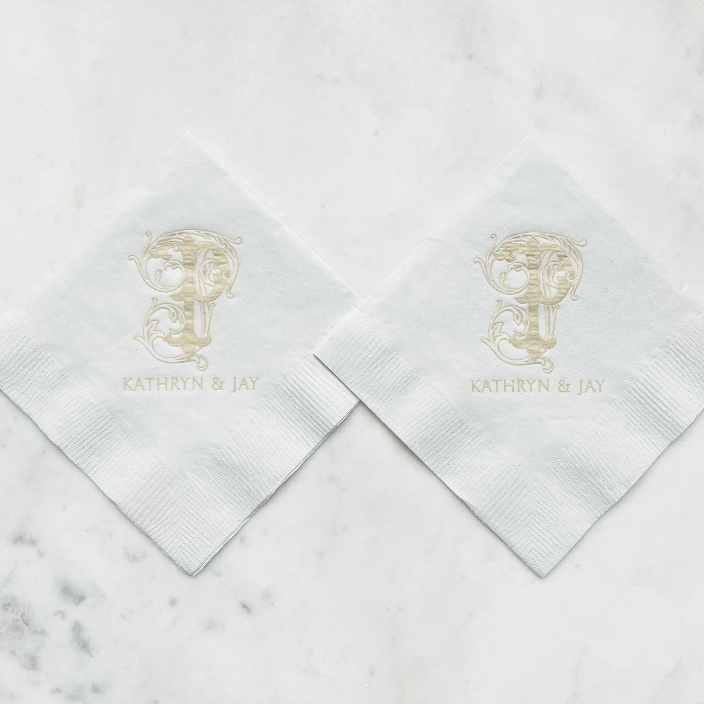 Subtle Monogrammed 3ply Wedding Napkins