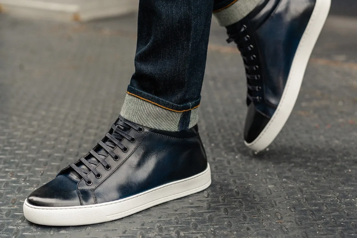 The Carter Mid-Top Sneaker - Blue - White Sole