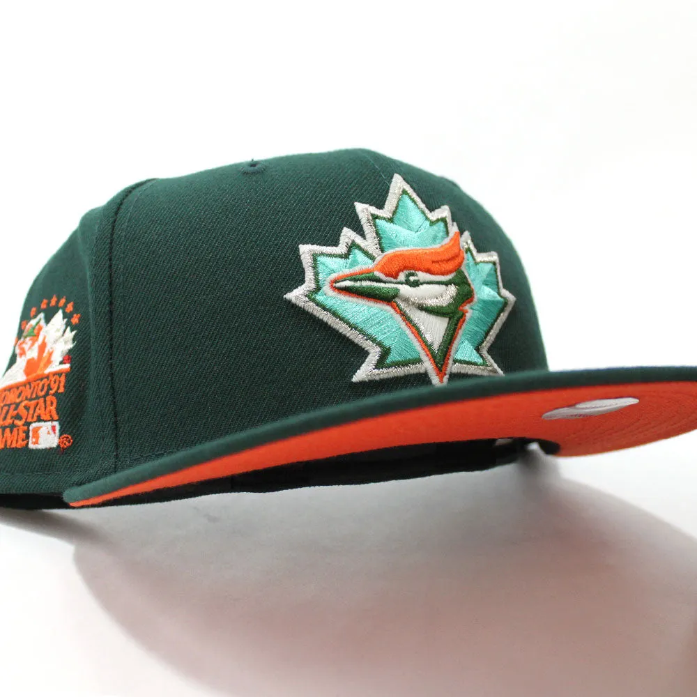 Toronto Blue Jays 1991 World Series New Era 59Fifty Fitted Hat (Glow in the Dark Dark Green Pink Under Brim)