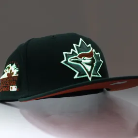 Toronto Blue Jays 1991 World Series New Era 59Fifty Fitted Hat (Glow in the Dark Dark Green Pink Under Brim)