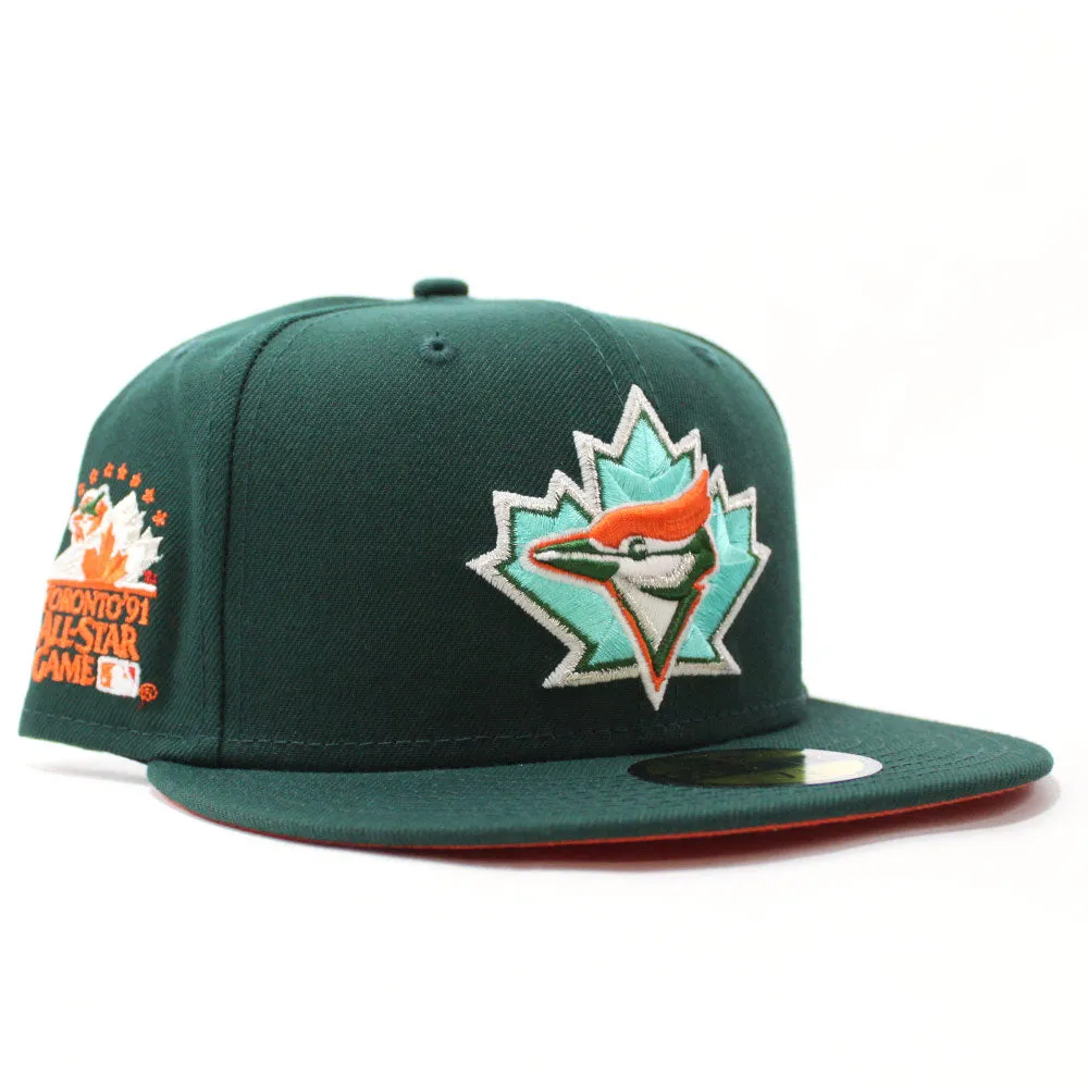 Toronto Blue Jays 1991 World Series New Era 59Fifty Fitted Hat (Glow in the Dark Dark Green Pink Under Brim)