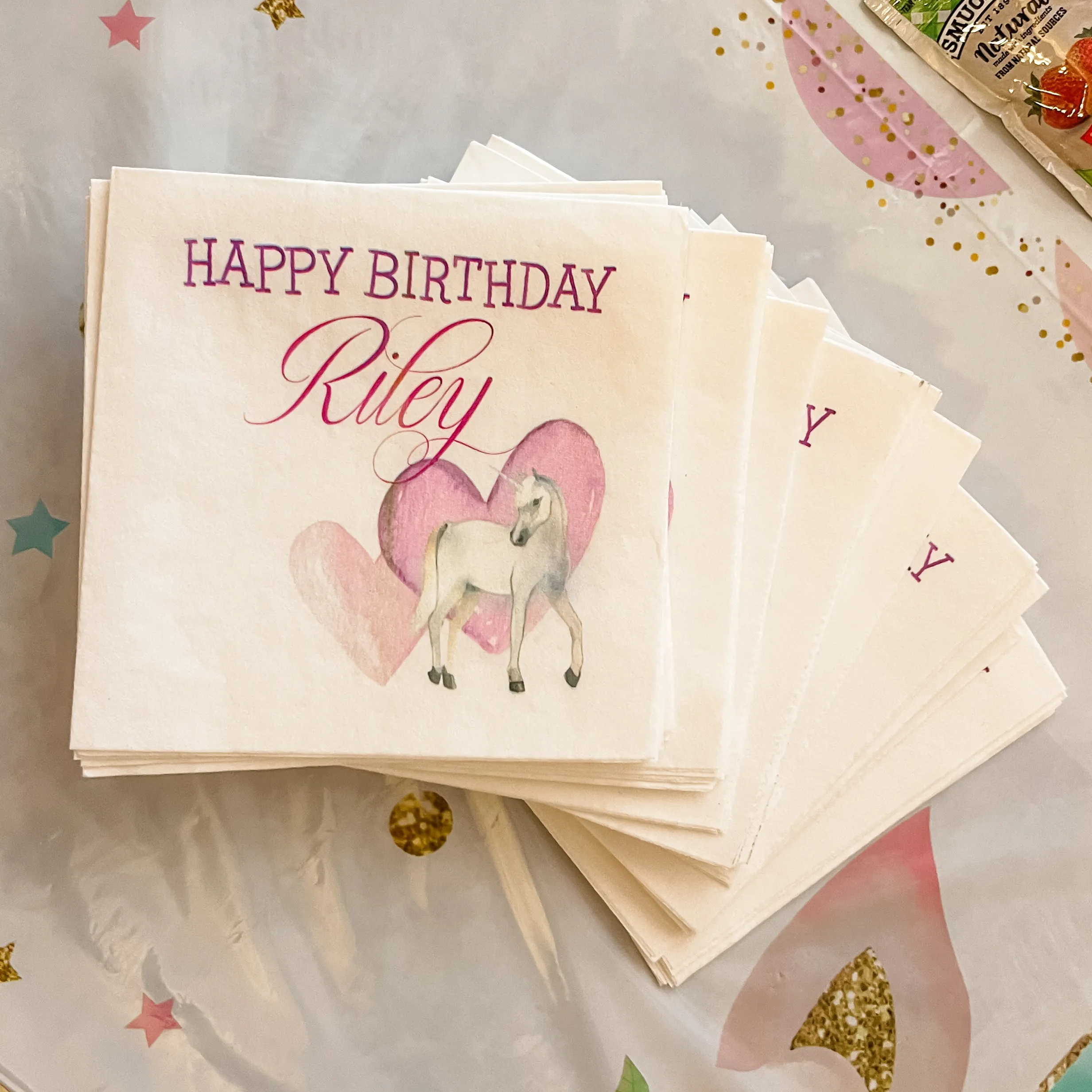 Unicorn Heart Full Color 3ply Birthday Napkins