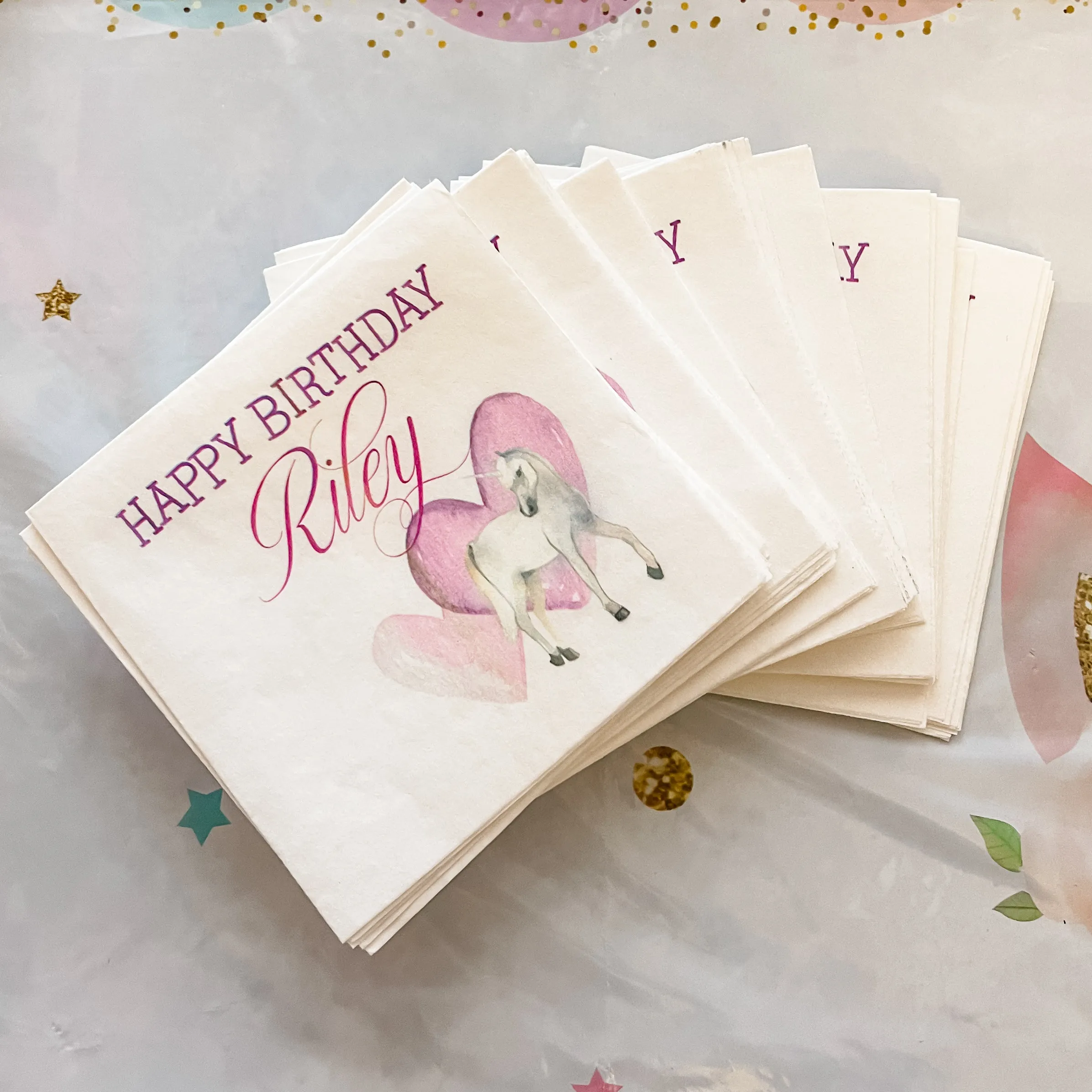 Unicorn Heart Full Color 3ply Birthday Napkins