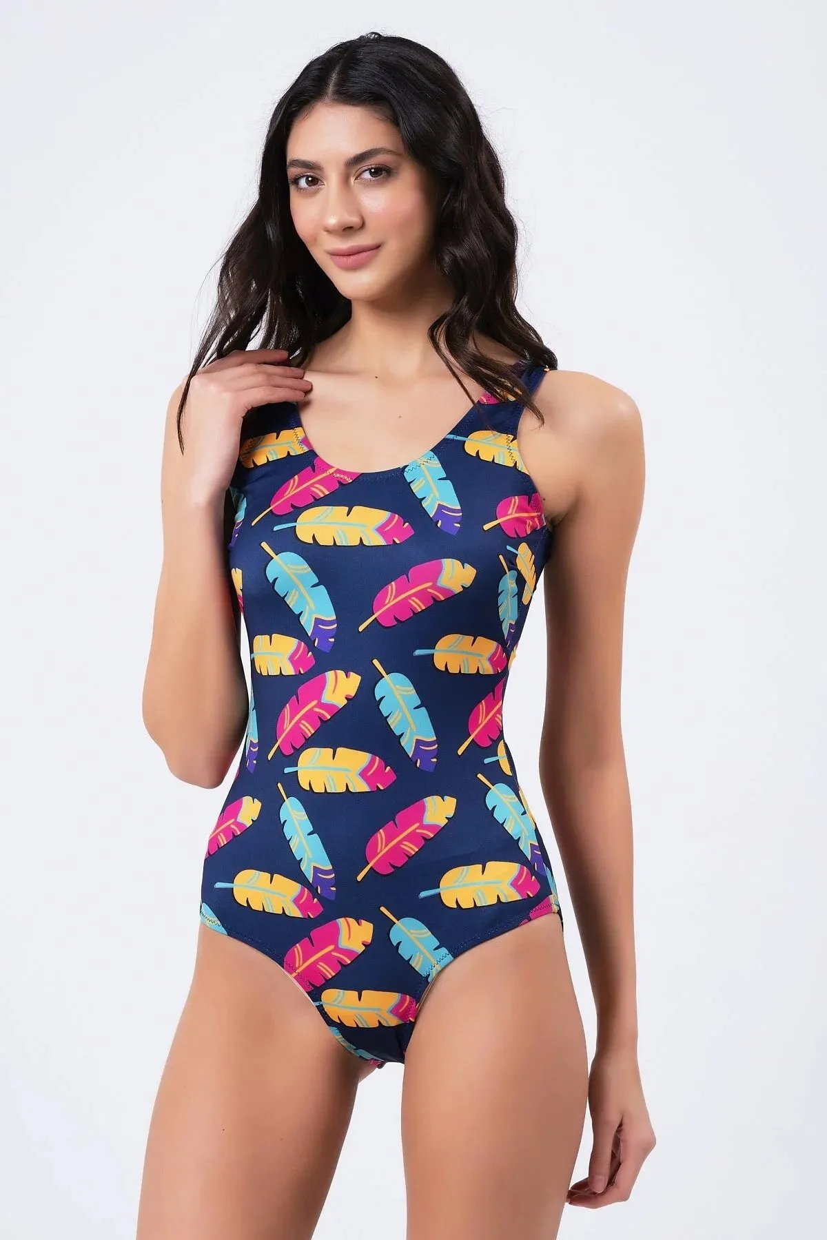 Vawensea Women's Colorful Feather Print Swimsuits