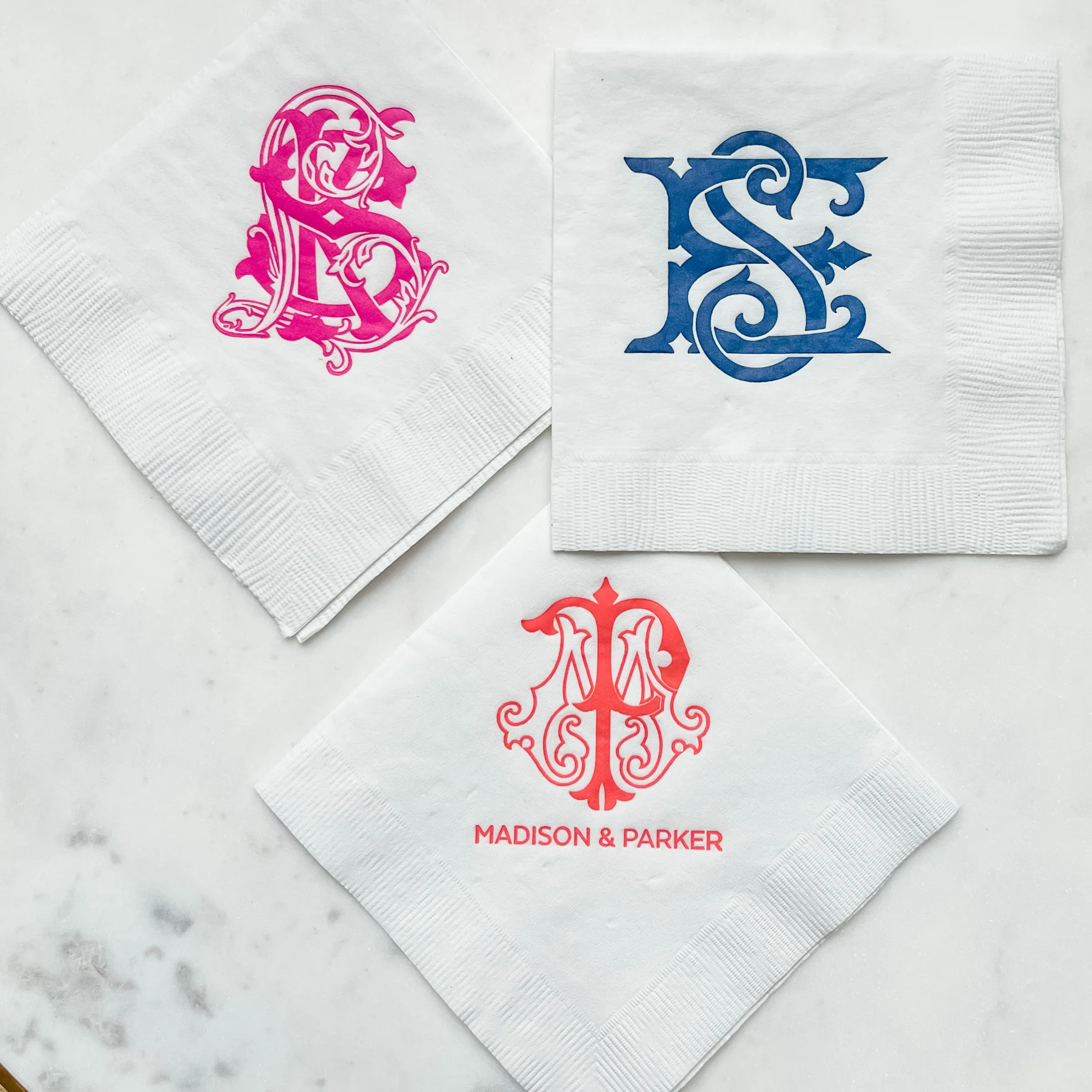 Vibrant Interlocking Monogram Napkins