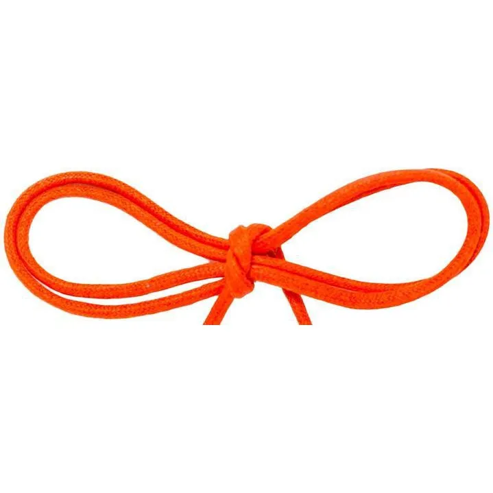 Waxed Cotton Thin Round 1/8" Dress Laces - Citrus Orange (2 Pair Pack) Shoelaces