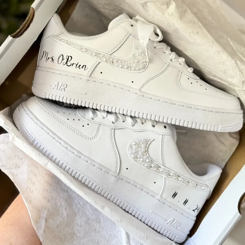 Wedding Sneakers Rhinestones Custom Air Force 1