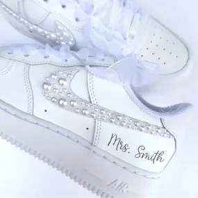 Wedding Sneakers White Pearls Custom Air Force 1